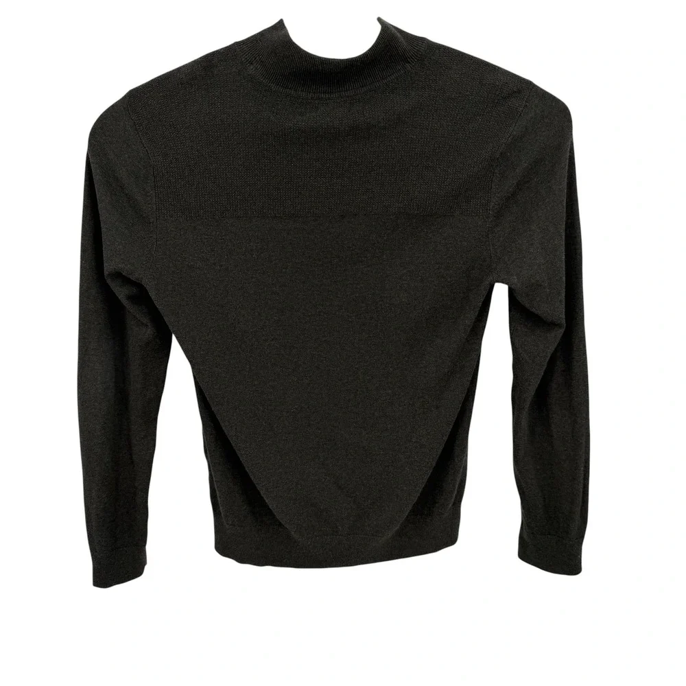 Banana Republic M Green Gray Cotton Silk Cashmere Quarter Zip Mock Neck Pullover